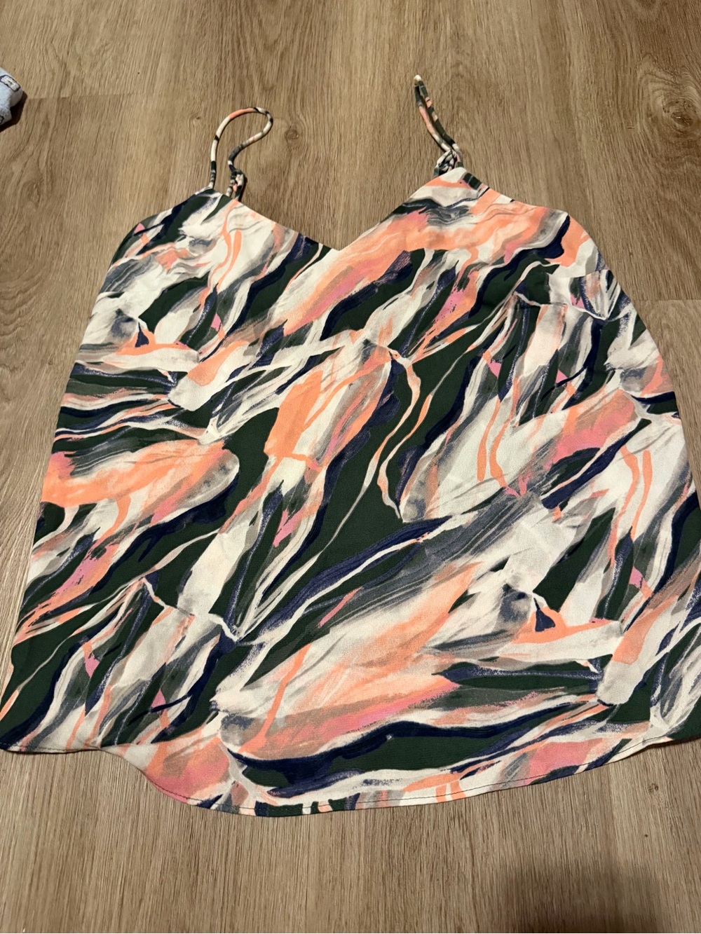 Nine West Swirl-Print Spaghetti Strap Cami in Coral, Navy & Olive